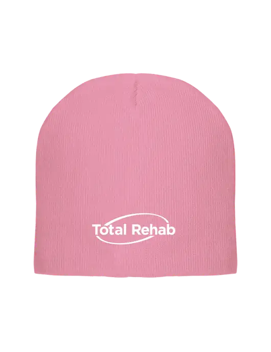 Solid Light Pink Element Knit Beanie w/Total Rehab Logo