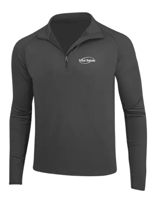 Charcoal Grey Sport Wick Stretch 1/4 Zip Pullover w/Total Rehab Logo