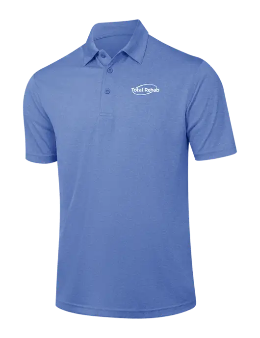 Royal Heather Contender Polo w/Total Rehab Logo