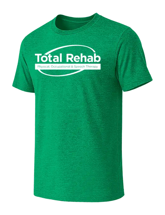 BELLA+CANVAS Heather Kelly Green CVC Short Sleeve Tee w/Total Rehab Logo
