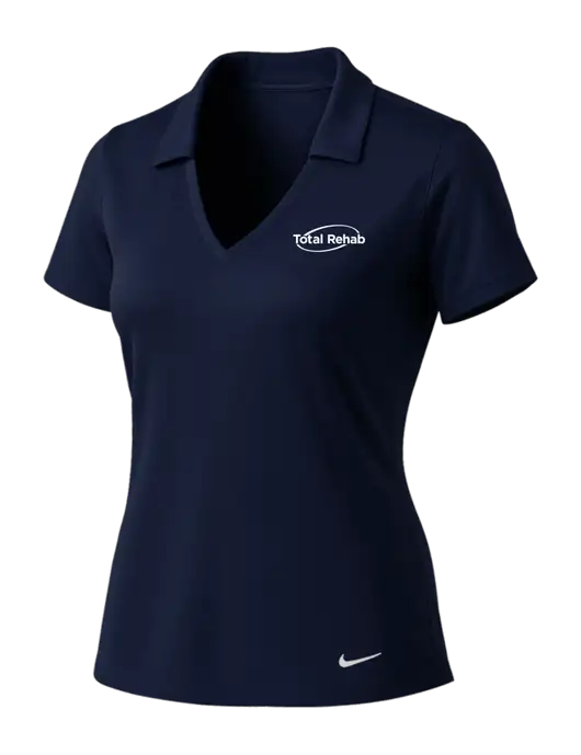NIKE Dark Navy Womens Dri-Fit Vertical Mesh Polo w/Total Rehab Logo