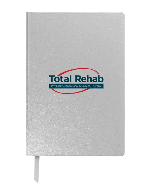 Achieve Silver Hardcover Journal, 5.5 x 8.37 w/Total Rehab Logo