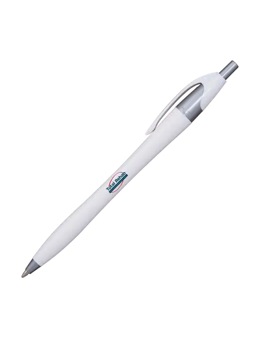 Novella White/Silver Shimmer Pen - Blue Ink w/Total Rehab Logo