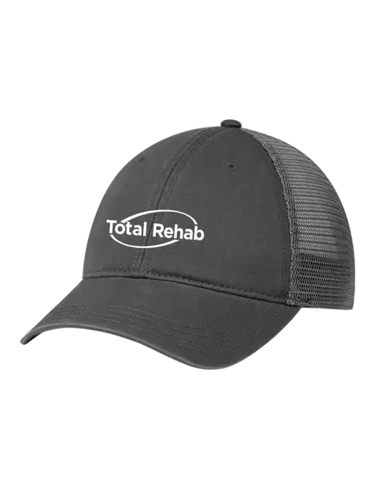 Richardson 111 Garment Washed Trucker Cap Charcoal w/Charcoal Mesh w/Total Rehab Logo