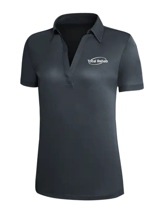 Dark Grey Silk Touch Womens Performance Polo w/Total Rehab Logo