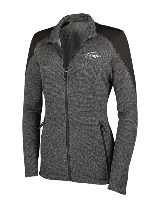 Medium Grey Heather Womens Grid Fleece Jacket w/Total Rehab Logo