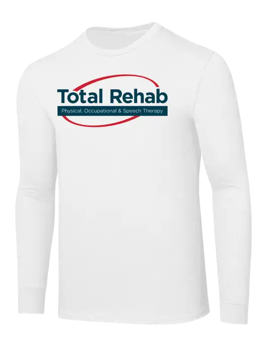 Core Blend White Long Sleeve Tee w/Total Rehab Logo
