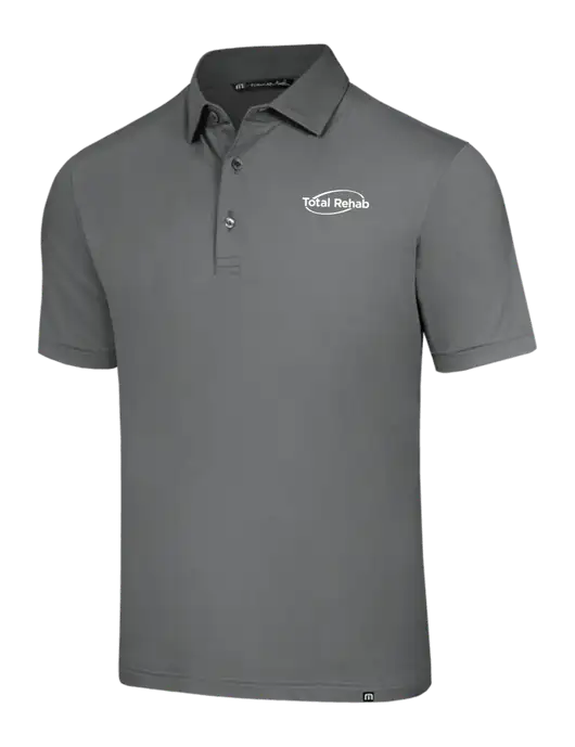 TravisMathew Grey Glenview Solid Polo w/Total Rehab Logo