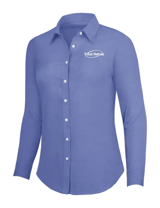 Navy Womens SuperPro Oxford Shirt w/Total Rehab Logo