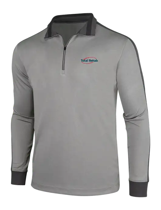 NIKE Athletic Grey/Heather Dark Grey Dry-Fit 1/2 Zip Cover-Up w/Total Rehab Logo