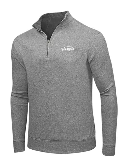 Medium Heather Grey/Charcoal Heather Interlock 1/4 Zip w/Total Rehab Logo