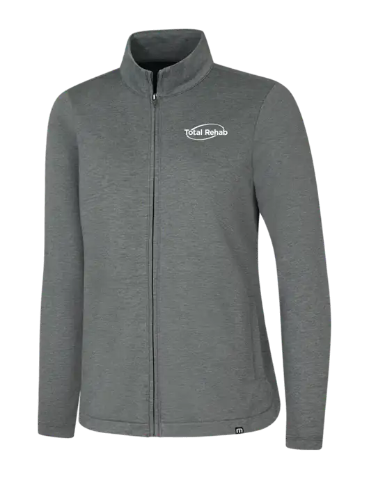 TravisMathew Womens Dark Grey Heather Coveside Full-Zip w/Total Rehab Logo