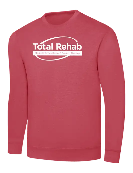 Heather Red 7.8 oz Ring Spun Crew Sweatshirt w/Total Rehab Logo