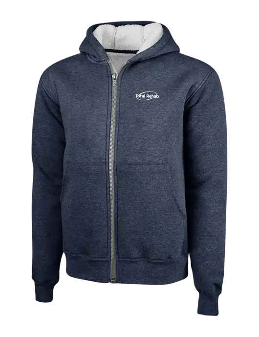 Cornerstone Navy Heavyweight Sherpa Lined Hooded Fleece Jacket w/Total Rehab Logo