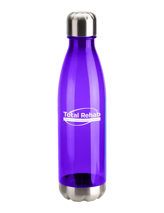 Bayside Tritan Purple 25 oz Bottle with Stainless Base and Cap w/Total Rehab Logo