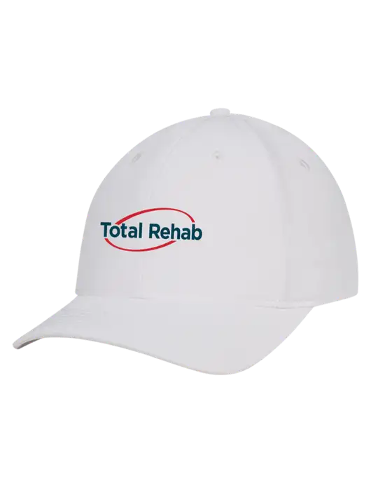 White Nylon Twill Performance Cap w/Total Rehab Logo