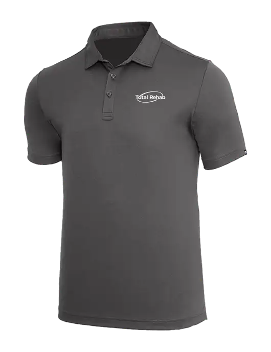 TravisMathew Med Dark Grey Coto Performance Polo w/Total Rehab Logo