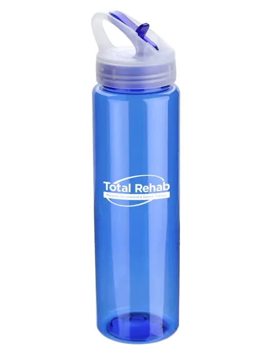 Buddy Blue 32 oz PET Bottle with Flip Lid w/Total Rehab Logo