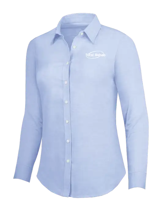 Light Blue Womens SuperPro Oxford Shirt w/Total Rehab Logo