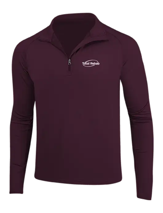 Maroon Sport Wick Stretch 1/4 Zip Pullover w/Total Rehab Logo