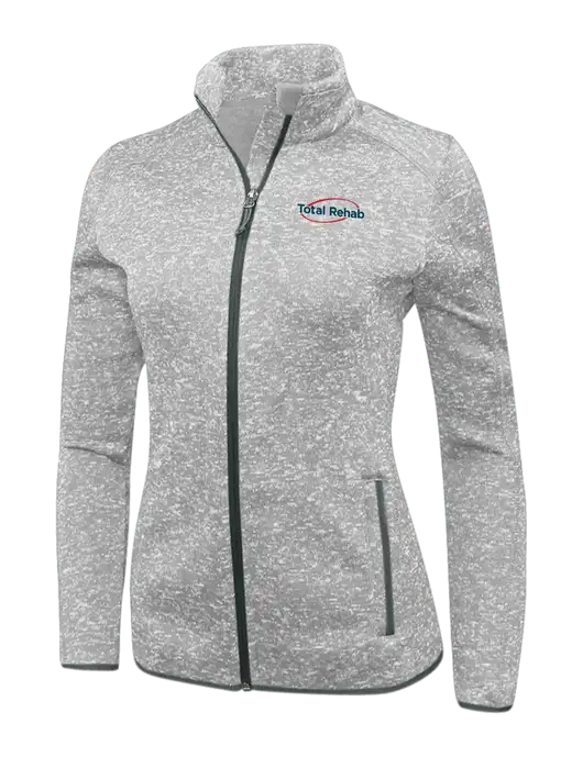 Grey Heather Womens Sweater Fleece Jacket w/Total Rehab Logo