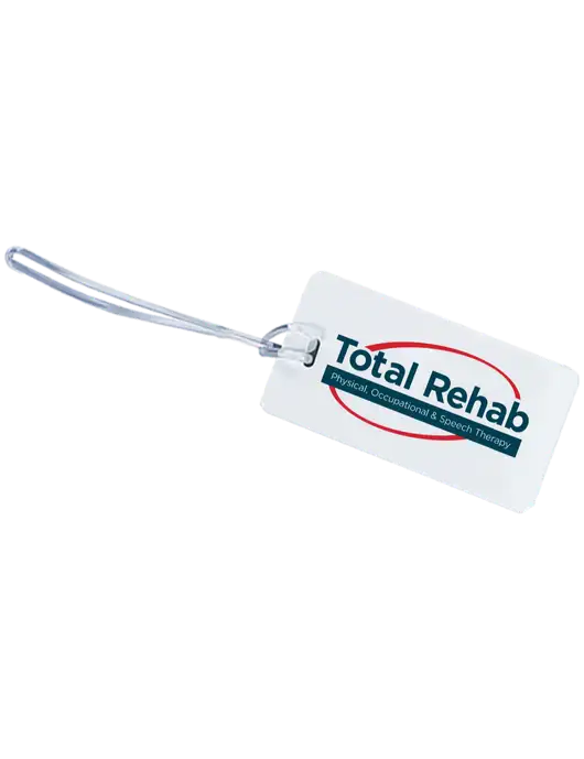 Flyaway White Luggage Tag w/Total Rehab Logo