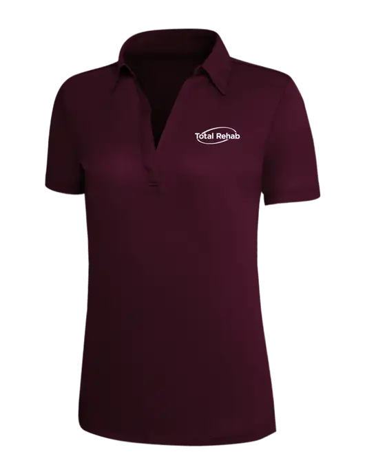 Maroon Silk Touch Womens Performance Polo w/Total Rehab Logo