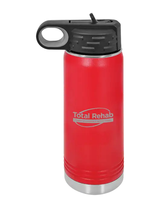 Polar Camel 20 oz Powder Coated Red Vacuum Insulated Water Bottle w/Total Rehab Logo