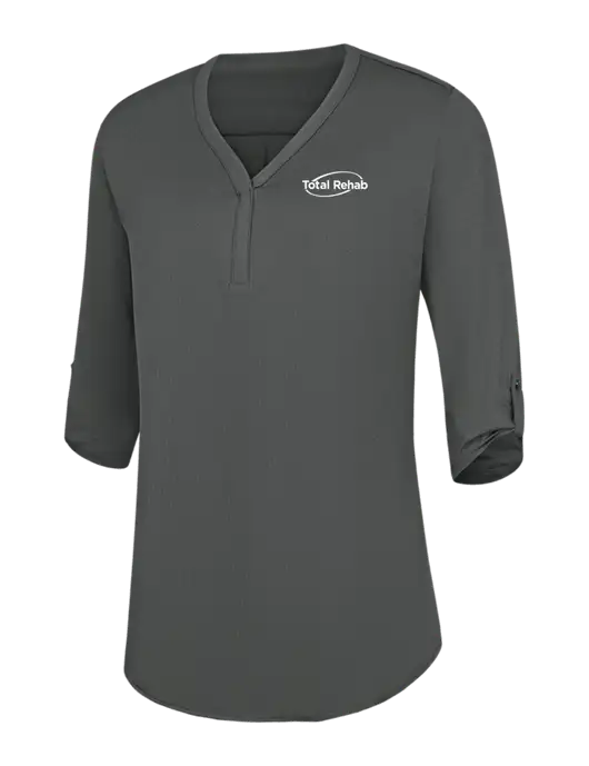 Womens Dark Grey City Stretch 3/4-Sleeve Tunic w/Total Rehab Logo