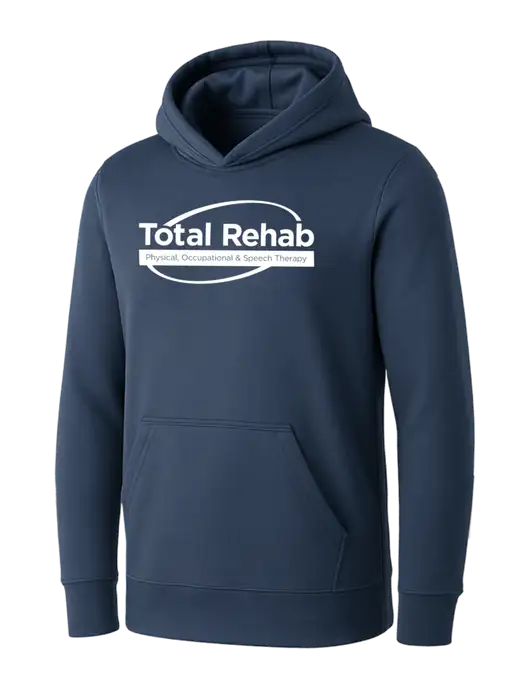 Womens Navy Core Fleece Pullover Hooded Sweatshirt w/Total Rehab Logo