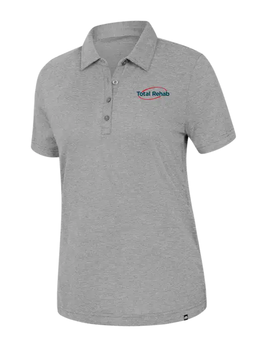 TravisMathew Womens Light Grey Heather Sunnyvale Polo w/Total Rehab Logo