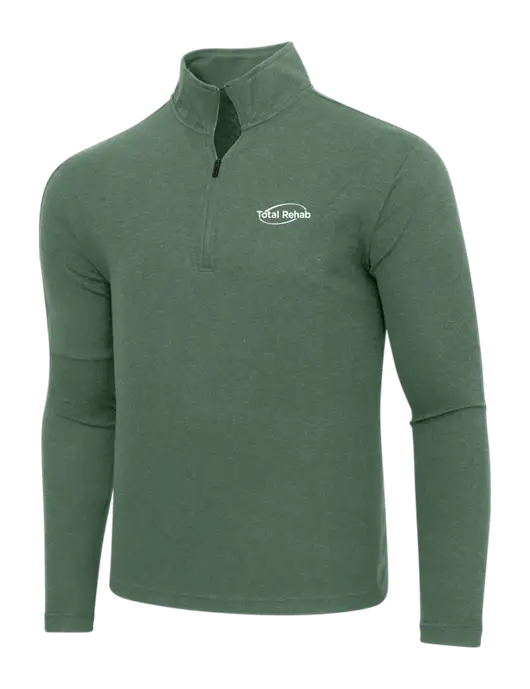 Adidas Dark Green Heather 3 Stripes Quarter Zip Sweater w/Total Rehab Logo