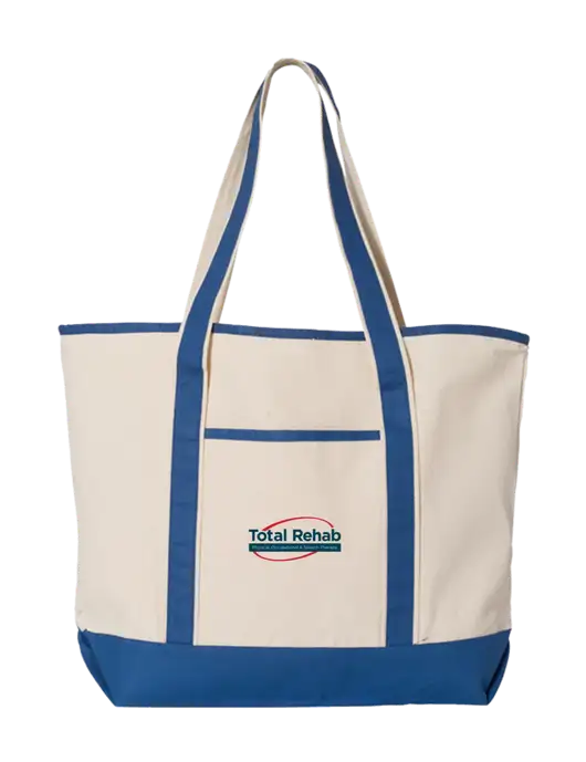 Natural/Royal Large Canvas Deluxe Tote w/Total Rehab Logo