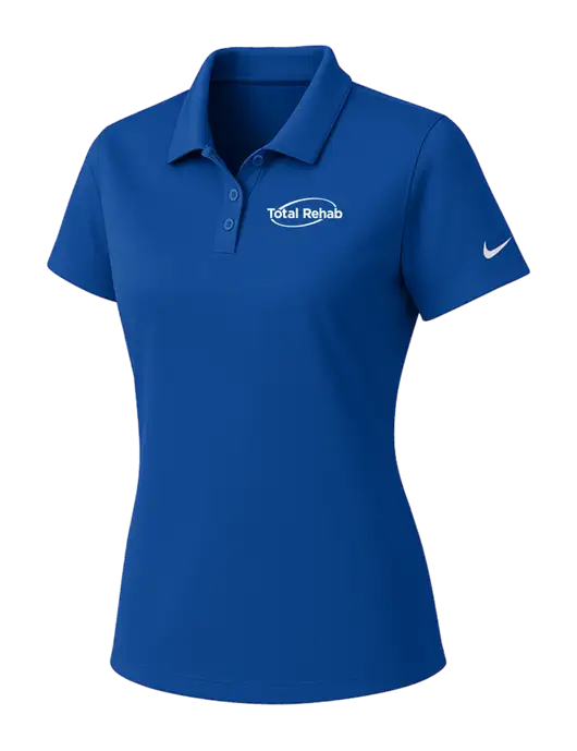 Nike Womens Dark Royal Dry Essential Solid Polo w/Total Rehab Logo