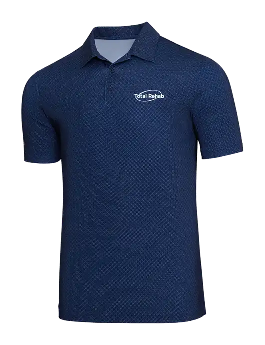Adidas Navy Blue Diamond Dot Print Polo w/Total Rehab Logo