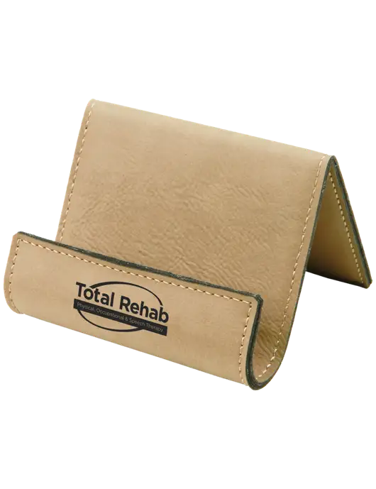 Tan Leatherette Card & Phone Holder w/Total Rehab Logo