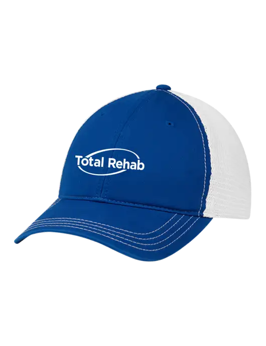 Richardson 111 Garment Washed Trucker Cap Royal w/White Mesh w/Total Rehab Logo