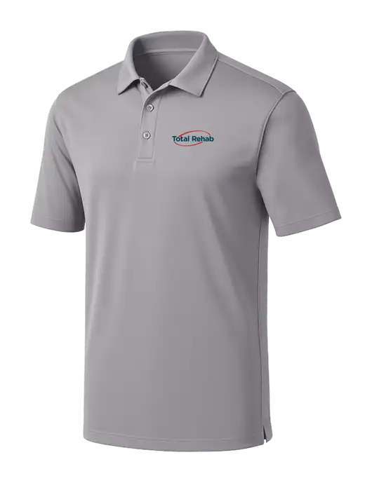 Light Grey Silk Touch Performance Polo w/Total Rehab Logo