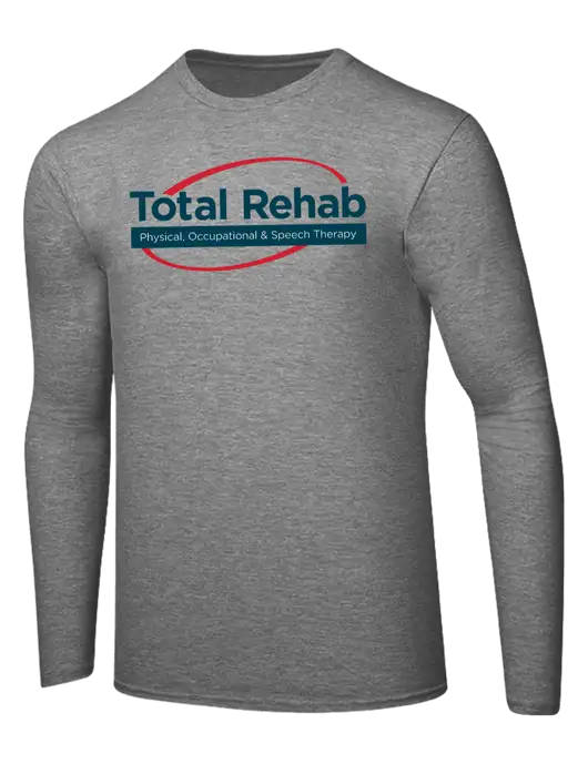 Ring Spun Light Heather Grey 4.5 oz Long Sleeve T-Shirt w/Total Rehab Logo