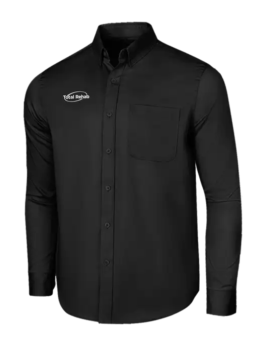 Long Sleeve Deep Black Superpro React Twill Shirt w/Total Rehab Logo