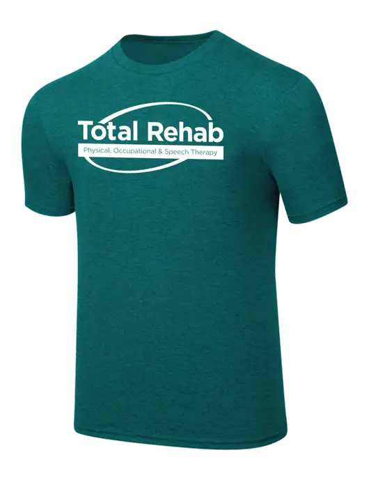 Simply Soft Heathered Dark Teal 4.5oz  Poly/Combed Ring Spun Cotton T-Shirt w/Total Rehab Logo