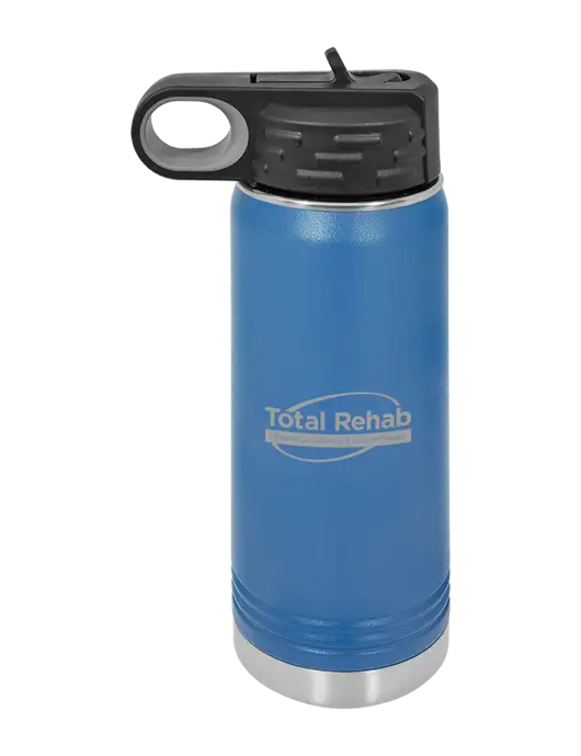 Polar Camel 20 oz Powder Coated Royal Vacuum Insulated Water Bottle w/Total Rehab Logo