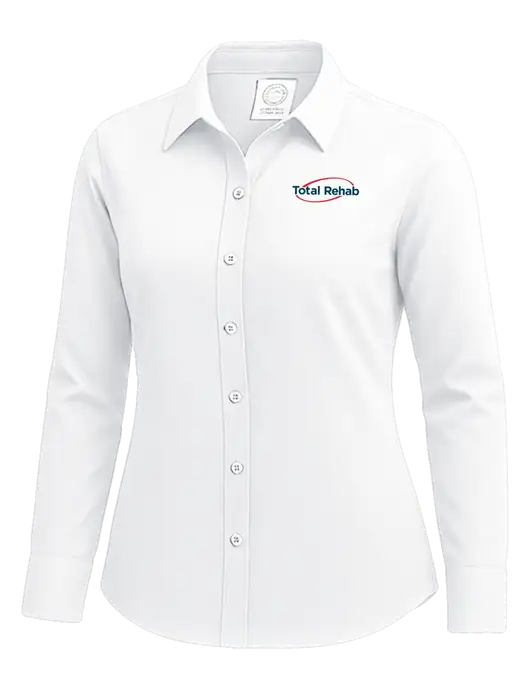 Brooks Brothers Womens White Wrinkle-Free Stretch Nailhead Shirt w/Total Rehab Logo