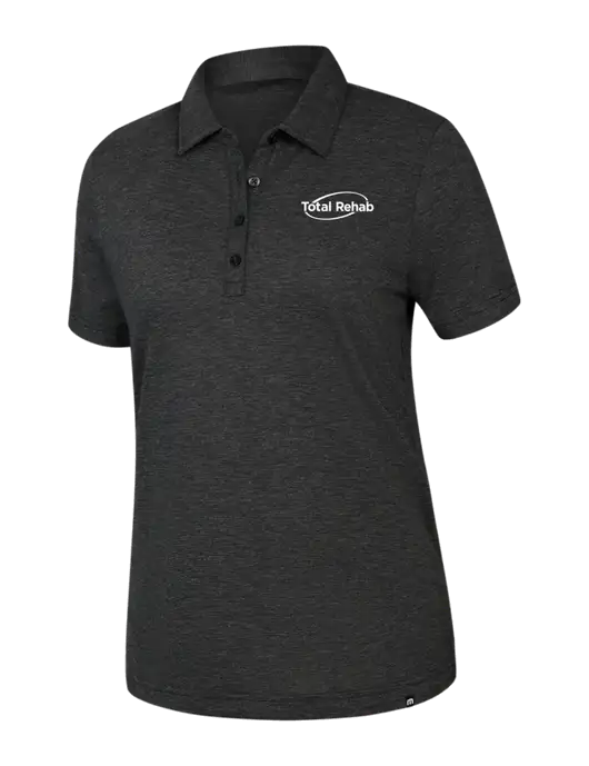 TravisMathew Womens Black Heather Sunnyvale Polo w/Total Rehab Logo