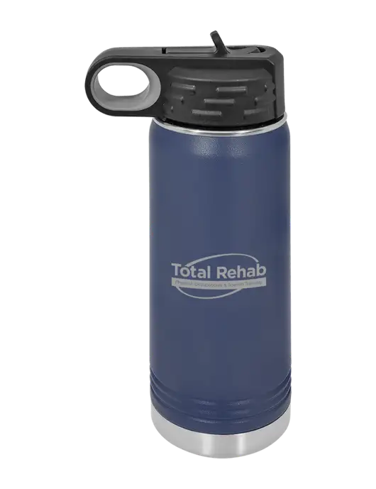 Polar Camel 20 oz Powder Coated Navy Vacuum Insulated Water Bottle w/Total Rehab Logo