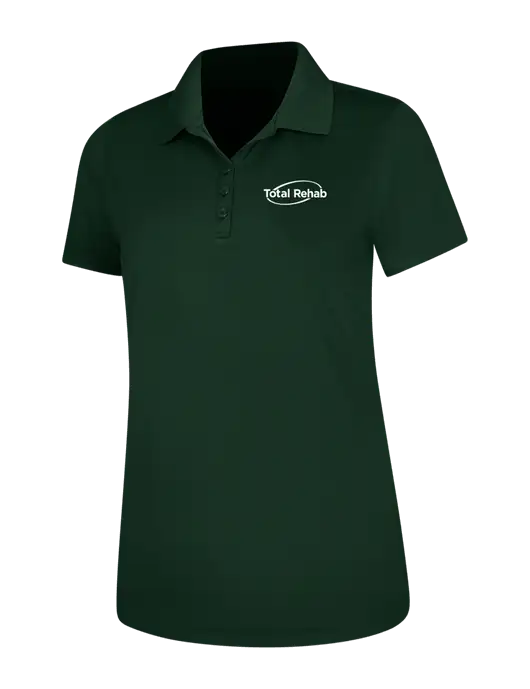 Dark Green Womens Dry Zone UV Mesh Polo w/Total Rehab Logo