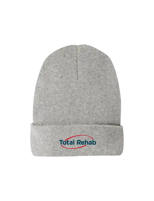 Recycled Light Heather Grey Beanie w/Total Rehab Logo