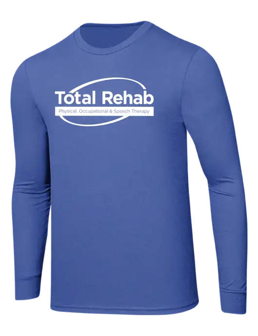 Simply Soft Long Sleeve Royal Frost 4.5 oz, Poly/Combed Ring Spun Cotton T-Shirt w/Total Rehab Logo