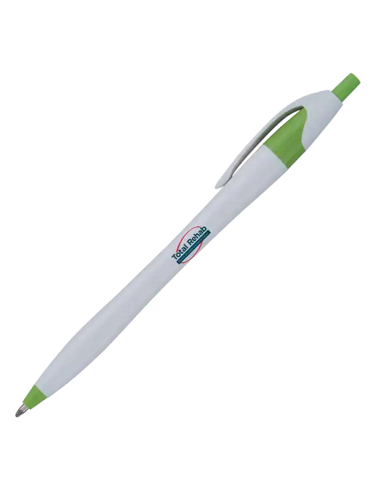 Novella Lime Green/White Splash Pen - Blue Ink w/Total Rehab Logo