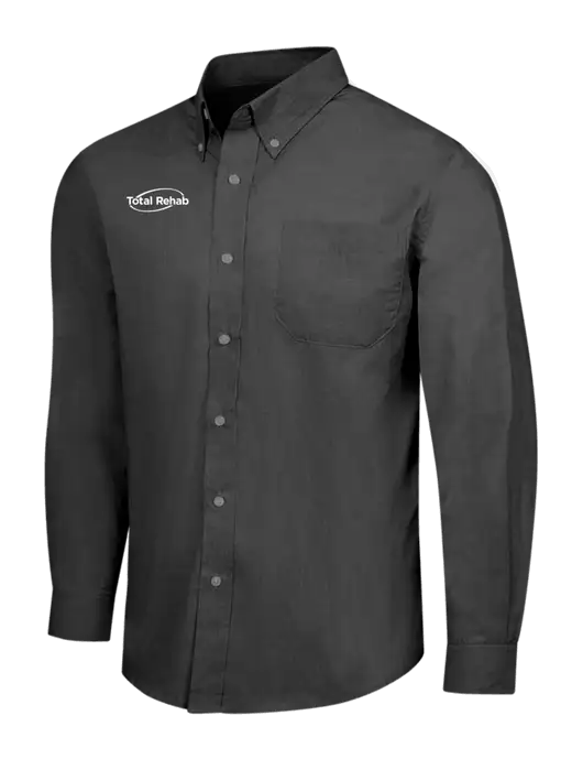 Soft Black Crosshatch Easy Care Shirt w/Total Rehab Logo